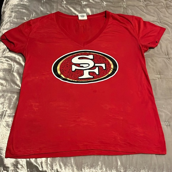 NFL Tops - PINK - Victoria's Secret San Francisco 49ers NFL Red Gold Rhinestone T-Shirt